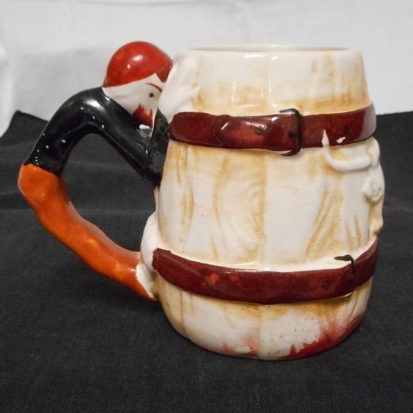 Vintage Made in Japan MIJ Ceramic Coffee Barrel Mug Longhorn Steer Ranch Hand - Picture 3 of 7